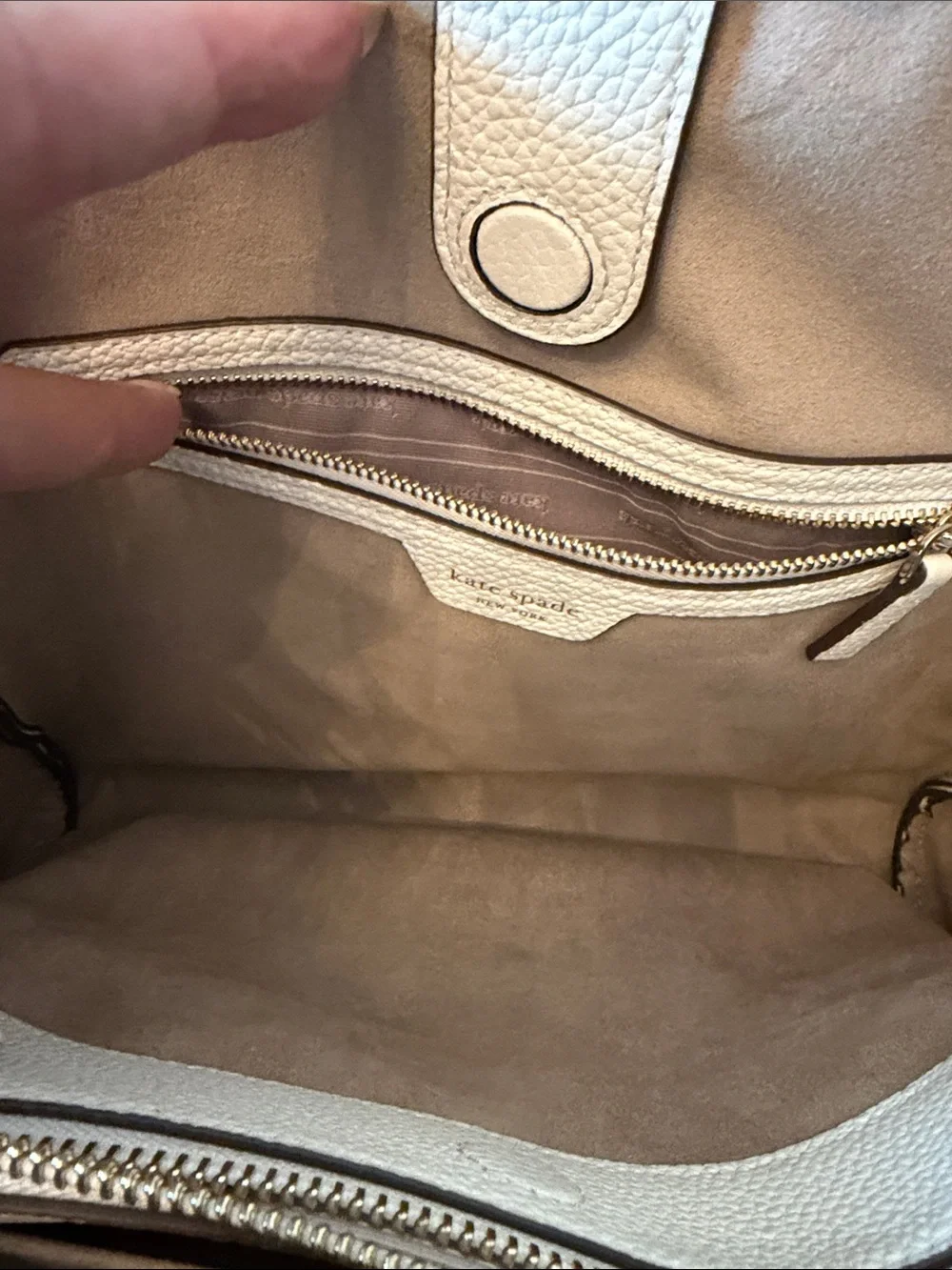 Kate Spade Cream Pebbled Leather Shoulder Tote with dust bag